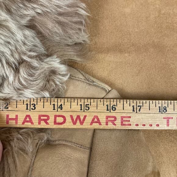 Genuine Shearling Sheepskin Patchwork Penny Lane Coat Sz 38 - Picture 13 of 16